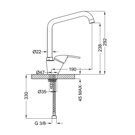 Kitchen mixer Zipponi Ara, with L-spray, chromium color-1