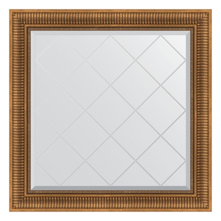 Mirror with engraving in the baguette frame, bronze aqueduct 93 mm, 87x87 cm