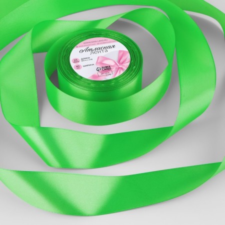 Satin tape, 40 mm × 23 ± 1 m, green color No. 130