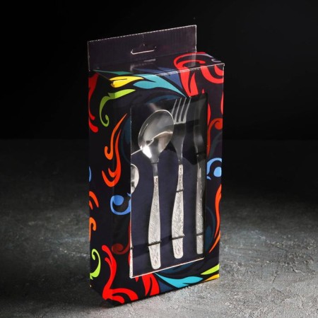 Dining table "Uralochka", 24 items, thickness 2 mm, cardboard box, silver color-3