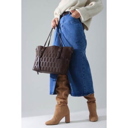Zipper bag with zipper, brown color-3