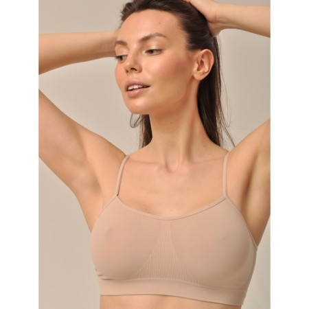 Female top on thin straps Top Spalla Stretta, size 44-46, Cream Latte color