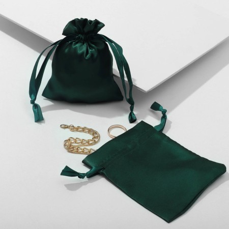 Satin gift bag, 10 × 12 cm, emerald color