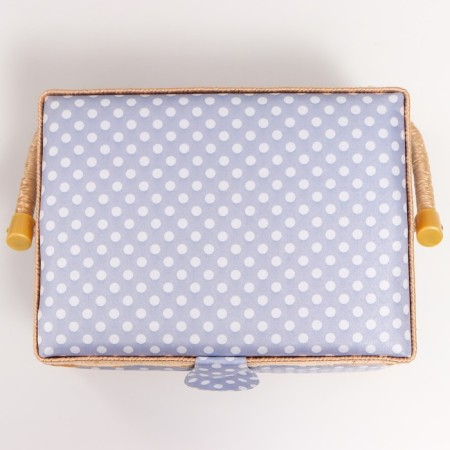 Casket for needlework "White peas on blue" 13x17.5x24 cm-5