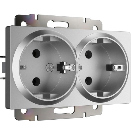 Double socket with ground (silver matte) W1172065