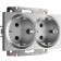 Double socket with ground (silver matte) W1172065