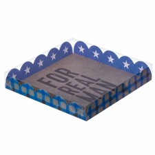 Cookie box, confectionery packaging with PVC lid, For Real Man, 18 x 18 x 3 cm