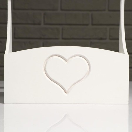 Wooden Kashpo "Symmetric Heart", with a pen, white, 25 × 12.5 × 10 (28) cm-4