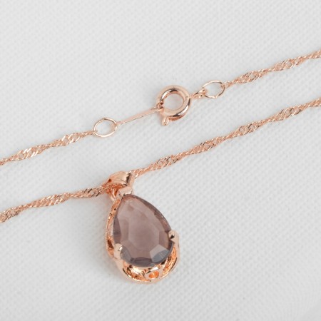 Set 3 objects: earrings, pendant, ring dimensionless "Edel" drop, gray color in gold, 45cm-1