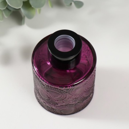 Diffusor for essential oils with a “flower” lid is a transparent violet 100 ml 6x6x8 cm-2