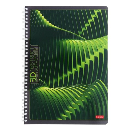 Notebook A4, 96 sheets in a cage on the crest "Abstraction", cover coated cardboard, glossy lamination, block 65 g/m2, 4V mix-4
