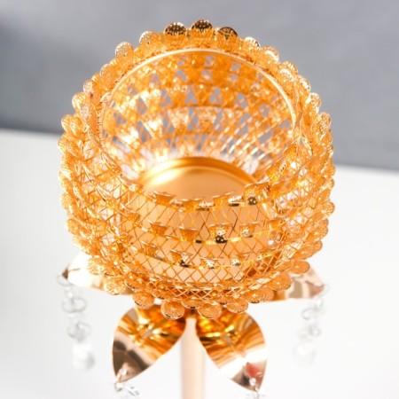 Summary Metal for 1 candle "Scales flower" gold 42x11x11 cm-3