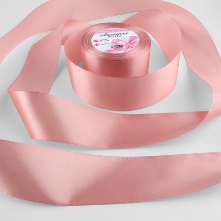 Satin tape, 50 mm × 23 ± 1 m, color pink gold No. 146