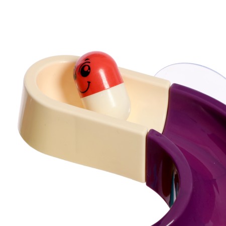 The track for playing the bathroom "Duck Hill", on suction cups, is attached to the wall-5