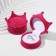 Velvet case under the pendant/ring "Crown", 5.5 × 5.5 × 4.5, pink color, white insert