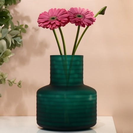Vase for Florentine flowers from green glass 24 x 21 x 21 cm-3