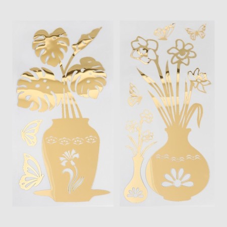 Interior mirror sticker "Vases with flowers" mix 31.5x62 cm-4