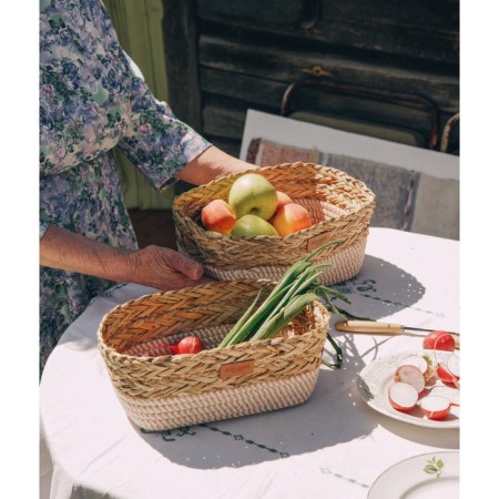 A set of baskets for storing manual weaving, cotton, corn, 2 pcs: 28x18x10, 30x20x12 cm-4