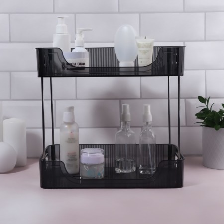 Organizer 2-level 31*20*29cm black/silver k/corner nakl QF-2