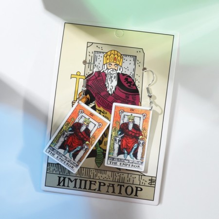 Earrings Acrylic "Tarot" Emperor, colored in silver-1
