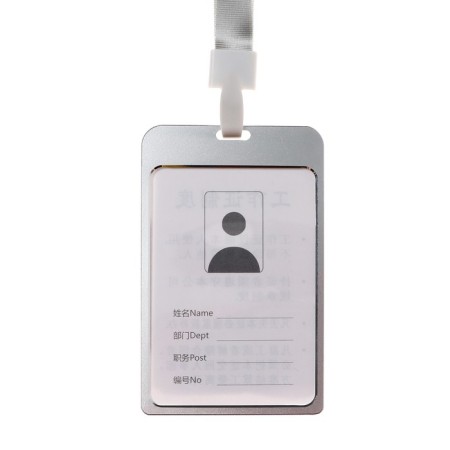 Badege-carman vertical (external 120 x 75mm), internal 100 x 69mm, metal, silver, tape 40 cm-1