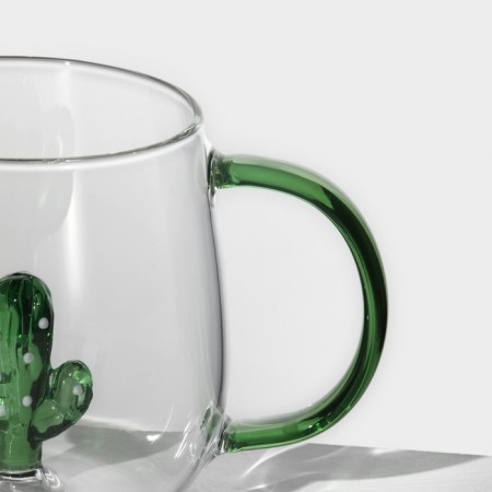 Glass mug with a figure at the bottom "Seren. Cactus ", 350 ml-2