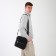 Male bag over the shoulder, Textura, artificial leather, black color