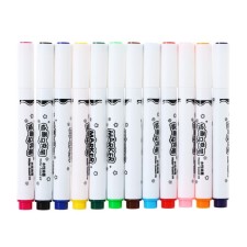 A set of markers, 12 colors, a cystic tip, in a plastic box