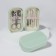 Manicure set, 8 items, in a plastic case, green color