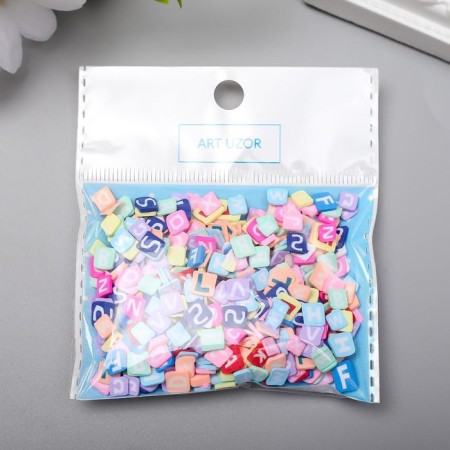 Decor for creativity plastic "English alphabet" set 20 g d = 0.6 cm mix-2