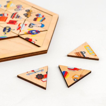Wooden puzzle "Transport. Entertaining triangles "-1