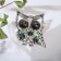 Brooch "Owl", large eyes, the color is gray-green in silver