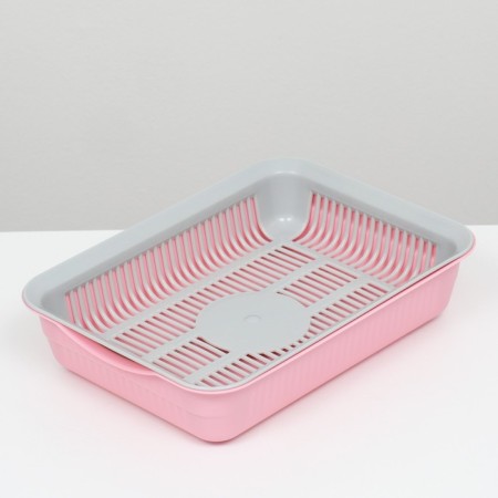 A tray with a grid No. 3, 34 x 25.5 x 7 cm, gray/pink-2
