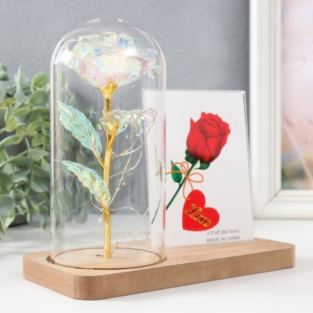 Photo frame 9x13 cm Light "Holography. Rose in a flask" from batteries 2xlr1130 9.8x19.5x18 cm-2