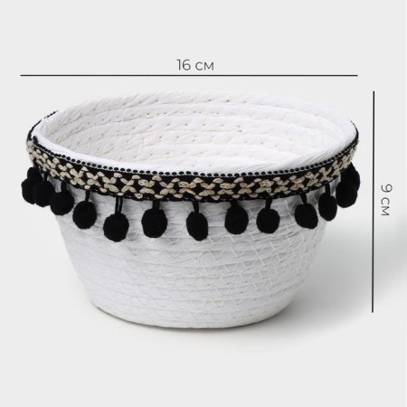 Basket for storage ladled handmade LadOOM "Mokko", 16.5 × 16.5 × 9 cm, white color-2