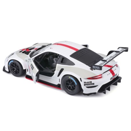 Racing machine BBURAGO Porsche 911 RSR, DIE-CAST, 1:24, White color, opening doors-7