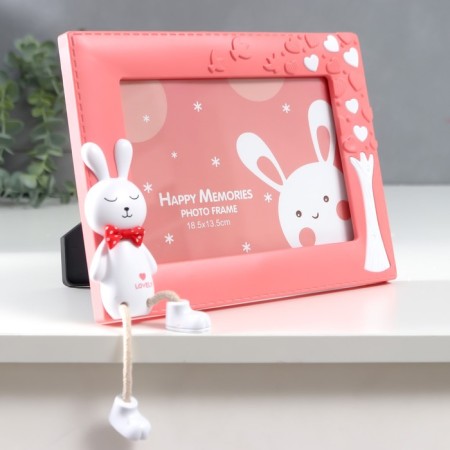 Photo frame plastic 12x17 cm "Bunny with heart tree" Pink 24x18.5 cm-1