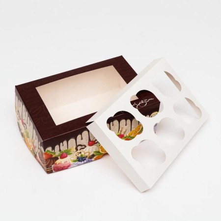 Packaging for 6 cupcakes with the window "This is the best day", 25 x 17 x 10 cm-4