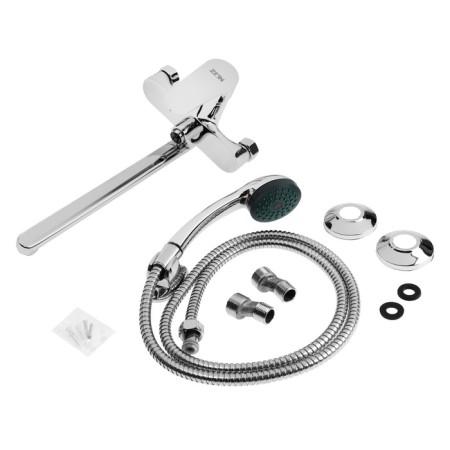 Bath mixer Zein Z2741, pour 30 cm, with a button, cartridge 35 mm, shower set, chrome-13