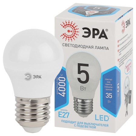 LED LED era Standard "Shar", 5 W, E27, 400 lm, 4000k, glow of white