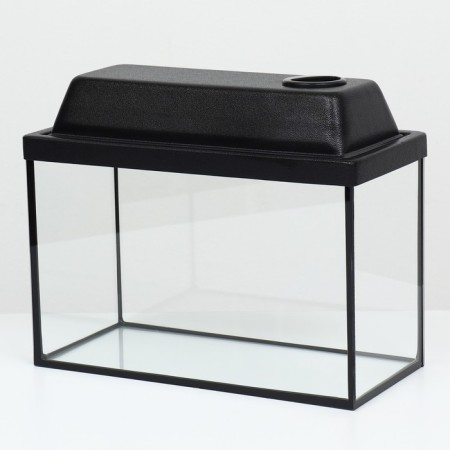 Aquarium "rectangular" with a lid, 10 liters, 32 x 15 x 21/26 cm, black-2