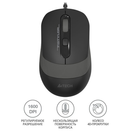 Mouse A4Tech FSTYLER FM10 Black/Gray Optical (1600DPI) USB (4but)-1