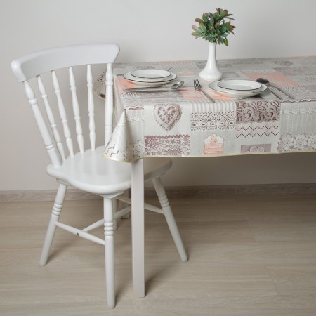 The tablecloth on a non -woven base is reusable with a “lace” box, 135 × 110 cm, the color is gray