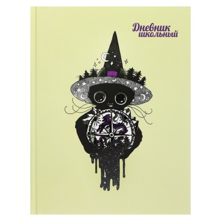 Diary Solid Cover 1-11 grade 48 sheets, "Compass", Cardboard 7BC cover, matte lamination, selective UV-lak, cheat sheet