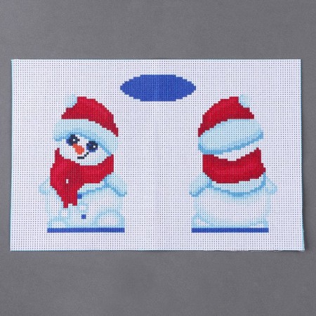 New Year's embroidery with a cross. Set for creating a toy "New Year! Snowman "-3