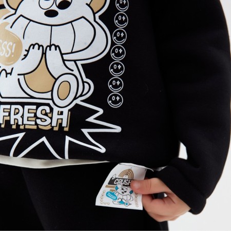 Sweatshirt (hoody) Children's minku: crush, black color, height 134 cm-3