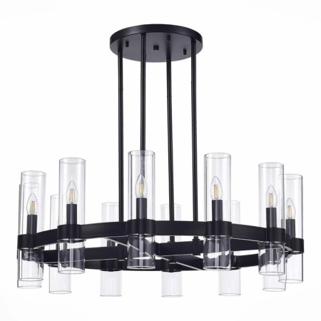 Suspended chandelier ST LUCE. SL1237.403.12. Isla. 12x15 W, E14, 90x90x31 cm, black color