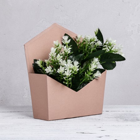 Trapection envelope is monophonic, beige 19.5 x 23 x 8 cm