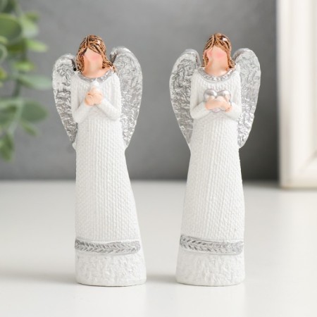 Souvenir Polystone "Faceless angel with silver wings" mix 10 cm