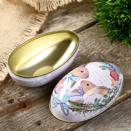 Casket Metal Egg "Rabbit" 11x6.5x7 cm-2